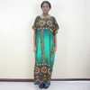 Roupas étnicas 2023 Design estilo algodão Kwanzaa Vestidos africanos elegantes para mulheres imprimindo vestido de dashiki com lenço