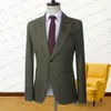 Abiti da uomo 2023 Arrivo Estate Abito da uomo Lino Puntini verdi Moda Casual Smoking da sposa Slim Fit Blazer da lavoro Giacca da ballo Cappotto