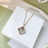 four leaf clover BIG necklace Natural Shell Gemstone 925 silver designer for woman T0P highest counter Advanced Materials brand designer gift for girlfriend 023