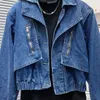 Herrjackor PFHQ Hösten Herrens stiliga design Korta lapeljackor Korean Lös personlighet Dubbel Neckpanel Sakelbaddyna Denim Coat 21Z1221 231116