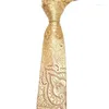 Bow Ties 7cm som en presentmode Vintage Brocade Golden Decorative Pattern Creative Neck Tie för Party Bag Packing 1 st