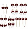 8 styles automne/hiver rouge Vintage troupeau arc gland boucles d'oreilles nouvel an vin rouge servir perle boucles d'oreilles