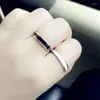 Кольца кластера Уникальное кольцо цвета розового золота 4 мм для мужчин из нержавеющей стали, металлическое двухслойное кольцо, обещание любви, ювелирные изделия для подруги Anillo