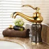 Bathroom Sink Faucets Gold Faucet Wall Mount Washbasin Brass Jade Crystal Cold Mixer Taps Torneira ZR251