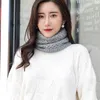 Scarves Outdoor Thick Warm Neck Warmer Solid Knitted Korean Style Snood Scarf Wool Women'S Winter Running Riding Windproof