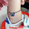 Bracelets de cheville Bohème métal papillon Bracelet de cheville coloré Bling Tennis cheville pour femmes filles été plage pied chaîne accessoiresL231116
