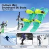 Sledding Mini Short Ski Skates Skis Boots Skiboards Adjuatable Adults Short Shoe Snowblades Portable for Winter Outdoor Sports 231116