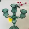 Castiçais cônicos de cristal com 3 braços, candelabros de vidro, peças centrais de mesa para casamentos, decoração