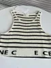 2023 Summer Designer Stripes T Shirt Cropped T Shirts Women Knits Tee Knitted Sport Top Tank Tops Woman Vest Yoga Tees