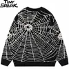 Herentruien Heren streetwear trui hipster spinnenweb grafisch hiphop gebreide trui casual losse trui zwart paars 231115