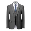 Men's Suits Blazers Black Gray Striped Suit Men Fashion Brand Formal Male 3 Pieces Wedding Groom Tuxedo Slim Fit Prom Party Dress S4XL 231116