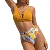 Women's Swimwear 1 Set Bathing Suit Exquisite Pattern Wear Resistant Polyester Women Bikini Bra Briefs Beachwear For Girl