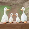 Garden Decorations Duck Lawn Ornaments Resin Cartoon Parent And Child White Set Figurines Bird Sculpture For Backyard Outdoor Decor