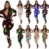 Outono inverno feminino macacões macacão natal impresso designer pijama onesies moda manga longa com decote em v casa wear bodysuit