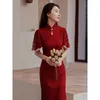 Abbigliamento etnico Abiti da festa di nozze orientali vintage Abito da anno tradizionale cinese cinese in pizzo rosso Cheongsam Qipao moderno