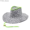 Breda brimhattar hink hattar sommar leopard tryck cowboy hatt för kvinnor retro bowler fedora kvinnlig kände bred brim jazz cap four säsonger cowgirl sombrero yq231116