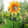 Trädgårdsdekorationer solros vind spinnare metall kinetiska skulpturer väderbeständiga whirligigs dekorativa ornament för hemma gräsmattor gårdar