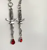 Dangle Earrings Dagger With Red Blood Knife Drop Earring Horror Jewelry