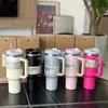 Stainless Steel Tumblers Cups With Silicone Handle Lid and Straw 2nd Generation Car Mugs Vacuum Insulated Water Bottles