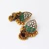 Dangle Earrings Bohemian Ethnic Green Flower Jewelry 2023 Women White CZ Antique Gold Plated Tassel