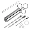 Meat Poultry Tools Marinade Seasoning Injector Kit Turkey Injectors Stainless Steel BBQ Cooking Syringe With 3 Needles 231116