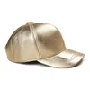 Berretti da baseball Berretto da baseball Snapback di marca di moda Donna Uomo Gorra Street Cappelli in vera pelle per donna Oro argentato