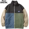 Vestes pour hommes Hip Hop Streetwear Veste Manteau Couleur Bloc Patchwork Furry Veste Harajuku Coton Casual Veste Hommes Veste D'hiver Outwear 231115