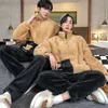 Damen Schlaf Lounge Winter Paar verdicken Flanell Plüsch warme Nachtwäsche zum Schlafen koreanischen Stil niedlichen Cartoon Männer Pyjama Set Casual Reißverschluss Pyjama zln231116