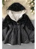 Women's Down Warm Velvet Coat Winter Fashion Sequins Solid Lantern Sleeve Draw String Hooded Jacket Elegant Thick Cotton Female