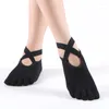 Chaussettes athlétiques femmes Yoga coton point Silicone professionnel antidérapant cinq orteils Pilates Ballet danse Sports