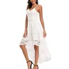 Casual Jurken Vrouwen Kant Holle Spaghettibandjes Hoog Laag Jurk Zomer Slip Effen Prom Fishtail Elegante V-hals Bruiloft