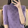 Pullover Designer Neue Koreanische Kurzarm Frauen Pullover Elegante O Neck Perlen Blume Gestrickte Tops Weibliche Pullover Jumper Kleidung