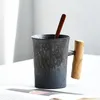 Кружки 300 мл креативная керамическая кофейная кружка ручной работы с ложкой ржавчиной глазурь деревянная ручка для воды для дома/чиновника