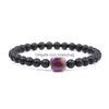 Pulseras con dijes Pulsera de chakra de piedra natural 6 mm Lava Tigres Ojo Amatista Pulseras de cuentas Mujer Hombre Joyería Gota Entrega Joyería Brac Dh5Pp