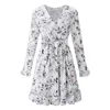 Casual Dresses 2023 Summer Women Vintage Floral Print Shirt Dress With Belt V Neck High Waist Female Wrist Sleeve Mini