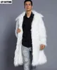 Men's Jackets male Europe America autumn jacket winter square collar plus size imitation long fur coat 3XL white fake men wool trench 231115