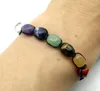 Hangende kettingen groothandel natuursteen 7 chakra reiki kwarts kristallen armband onregelmatige kralen handgemaakt string touw verstelbaar