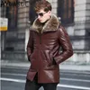 Men's Leather Faux Leather AYUNSUE Genuine Sheepskin Leather Jacket Men Clothing 90% Down Jackets Mens Real Fox Fur Collar Coat Winter Clothes Ropa LXR805 231115