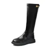 Bottes Boot 2023 Hiver Bout rond Femme Genou Plate-forme antidérapante Marron Longue Simple Polyvalent Femme Mi-mollet 231116