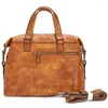 Briefcases Men's Genuine Leather Business Briefcase High Quality Cowhide Laptop Handbag For Male Portable Messenger Shoulder Bag