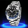 Rolaxs Watchs Mens Watch Cola Pepsi GMT 3186 Movement Premiumバージョン904L防水輝度サファイア5A品質自動40mmモントレデュルクスジュールにはロゴがあります