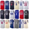 Imprimé Man Youth City Basketball Paul Reed Jerseys 44 Kelly Oubre Jr 9 Danny Green 14 Robert Covington 33 Nicolas Batum 40 Kenyon Martin Jr 1 Icon Noir Blanc Bleu Rouge