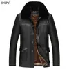 Herrjackor Idopy Men's Winter Faux Leather Jacket Fleece Fodrad Plus Size M4XL Varma förtjockas långvarig pu och kappa päls krage 231115