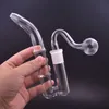 2 pièces tuyaux en verre lourd barboteur tuyaux d'eau j-narguilé adaptateur poignée tuyaux de fumée Mini eau Bong avec tuyau de brûleur à mazout mâle 14mm