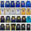 City Basketball Stephen Curry Jerseys 30 Men Team for Sport Fans fick Pure Cotton Association Breattable Icon broderier och sy svartvitt blå hög/bra