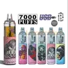 Original RdM 7000 Puffs jetables Vape Pen Cigarettes électroniques 14 ml Pod Mesh Coil 6 couleurs lumineuses rechargeable Air-réglable 0% 2% 3% 5% Dispositif Vaporisateur Puff 7000