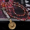 Chains Old Material Dzi Beads Agate Stone Boutique Pendant Copper Medal Dragon Eyes Pattern