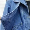 Herrjackor PFHQ Hösten Herrens stiliga design Korta lapeljackor Korean Lös personlighet Dubbel Neckpanel Sakelbaddyna Denim Coat 21Z1221 231116