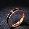 Кольца кластера Уникальное кольцо цвета розового золота 4 мм для мужчин из нержавеющей стали, металлическое двухслойное кольцо, обещание любви, ювелирные изделия для подруги Anillo