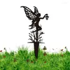 Trädgårdsdekorationer Fairy Stakes Outdoor Art Ornament Hållbara metalldekoration Artik